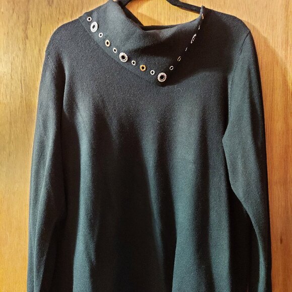 NWT Chico's Zenergy Embellished Grommet Sweater in Black size 3 (16/18) - Picture 1 of 1